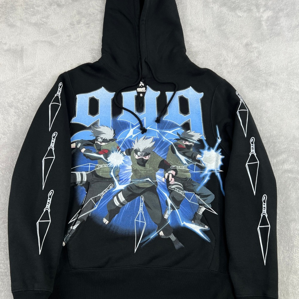 999 Juice WRLD x Naruto Kakashi Sensei Hoodie S Black Shippuden Anime Collab